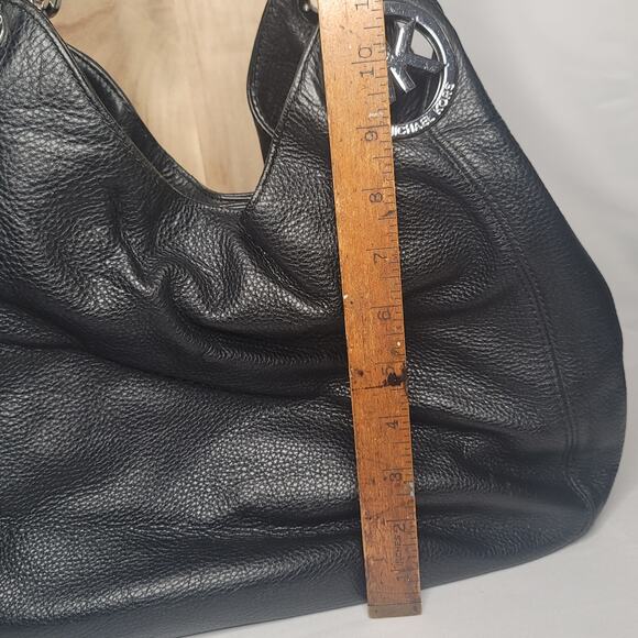 Michael Kors Black Women Fulton Black Shoulder Handbag Pebbled Leather - Picture 9 of 11